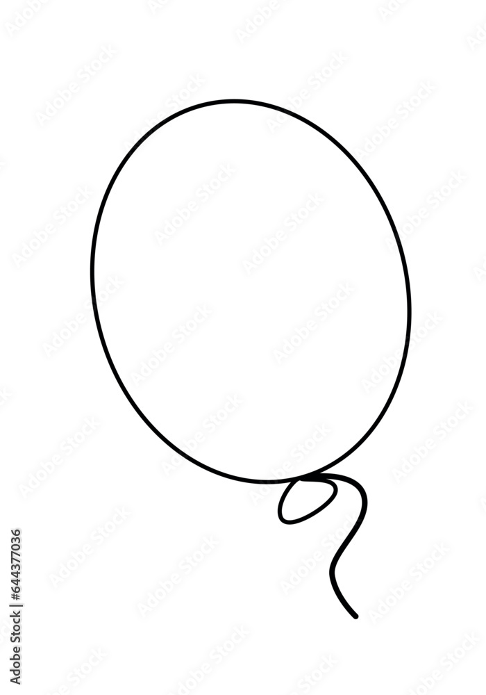 balloon - one party balloon, black and white vector cartoon illustration balloon - one party balloon, black and white vector cartoon illustration