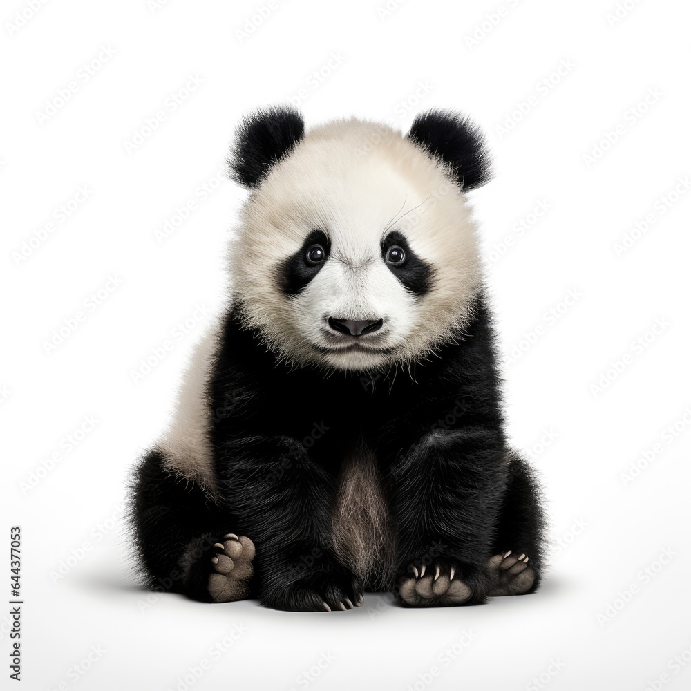 Naklejka premium Panda on white background, AI generated Image