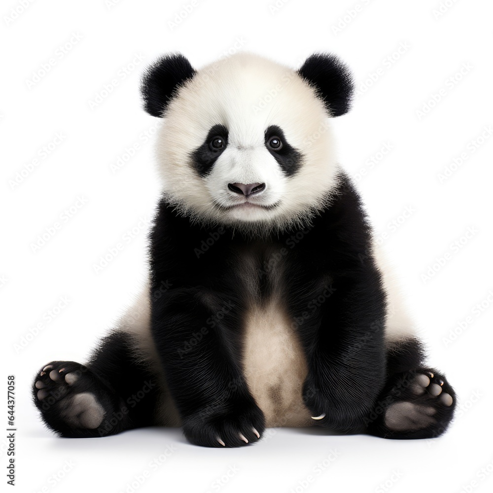 Panda on white background, AI generated Image