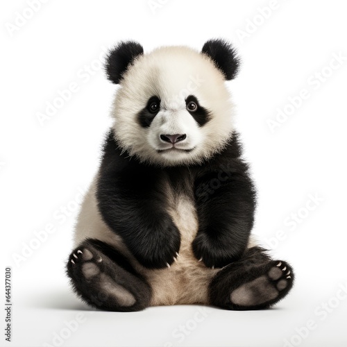 Panda on white background, AI generated Image