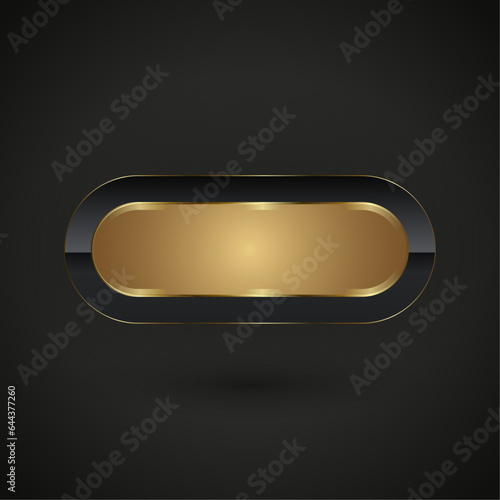 A Luxury and Premium button, and Button for web glossy black Gold banner vector illustration design on dark background
