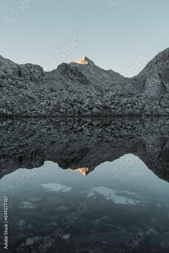 landscape in the morning, lake reflection