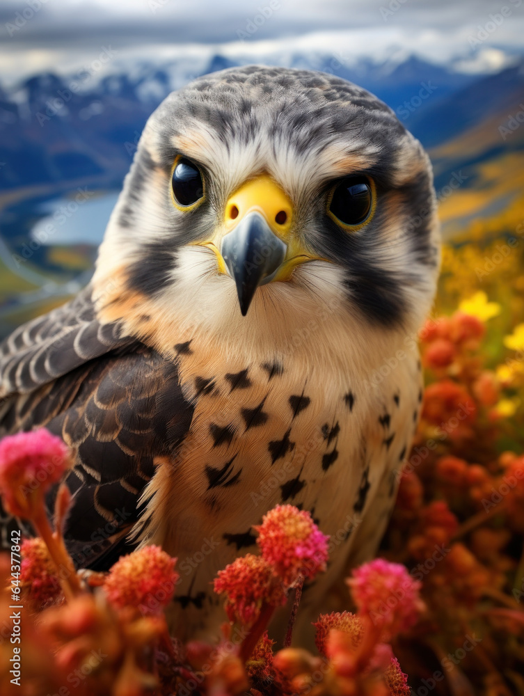 Fototapeta premium Falcon in its Natural Habitat, Wildlife Photography, Generative AI