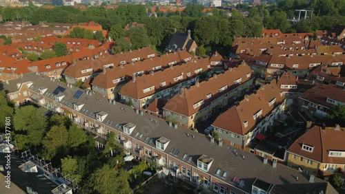 Amsterdam Noord Vogelbuurt Drone Aerial with Dutch houses and rooftops pt 3 of 4 photo