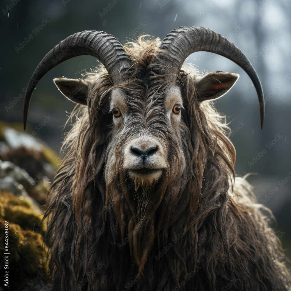 Markhor in its Natural Habitat, Wildlife Photography, Generative AI Markhor in its Natural Habitat, Wildlife Photography, Generative AI