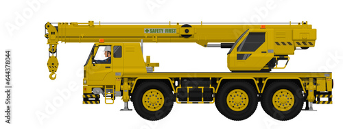 Isolated mobile crane on white background