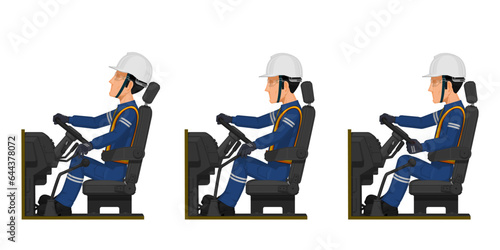 Set of worker is driving some vehicle