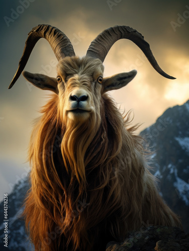 Markhor in its Natural Habitat  Wildlife Photography  Generative AI