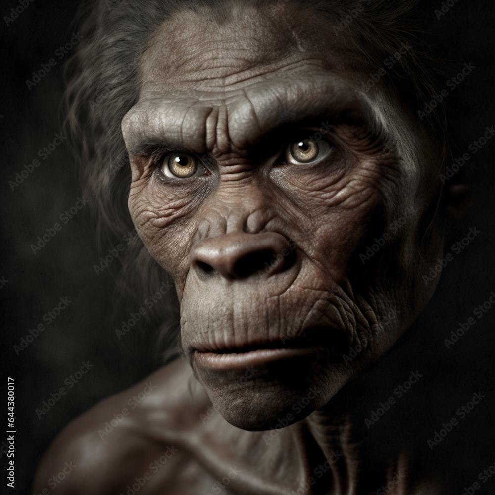 Ai reconstruction of the Australopithecus face, prehistoric ancestor of man Ai reconstruction of the Australopithecus face, prehistoric ancestor of man