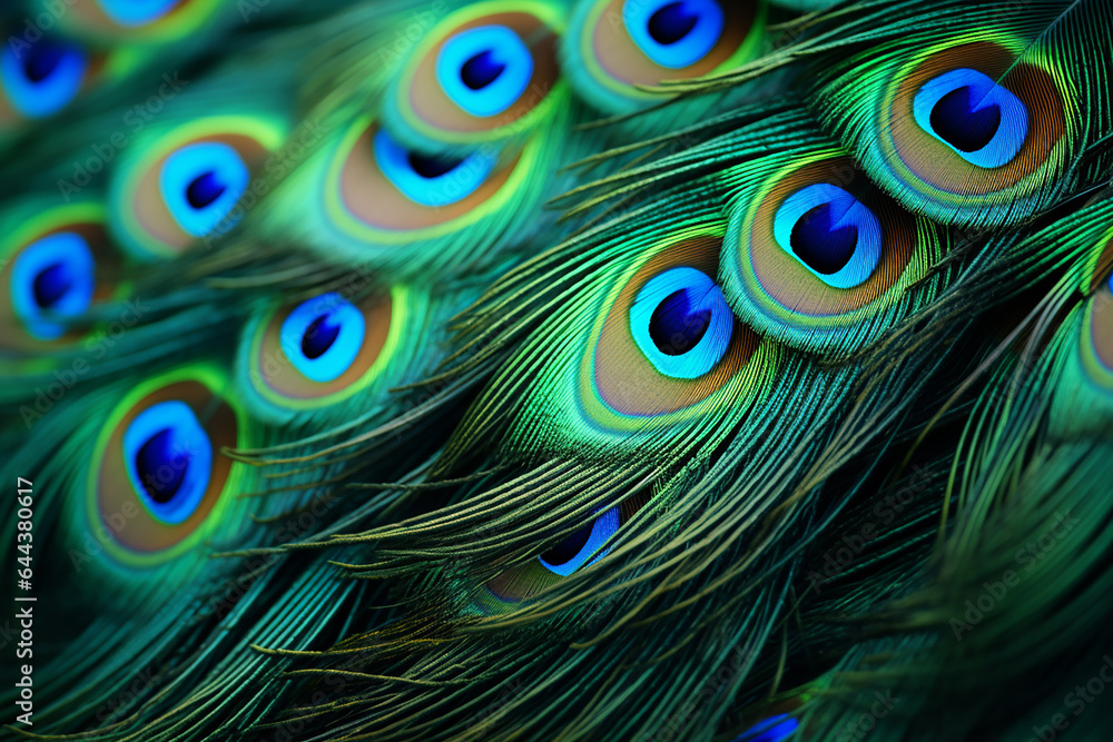 Obraz premium Some peacock feathers close up