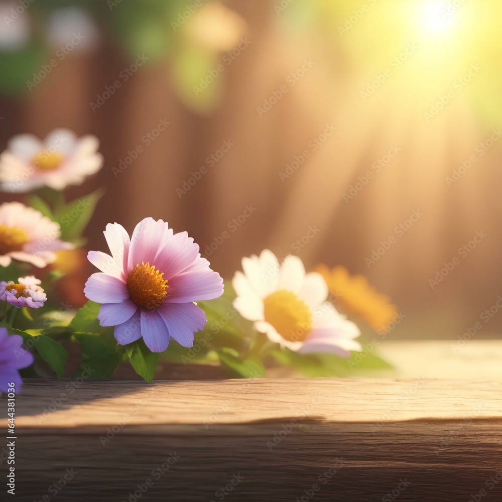 Obraz premium flowers on wooden background