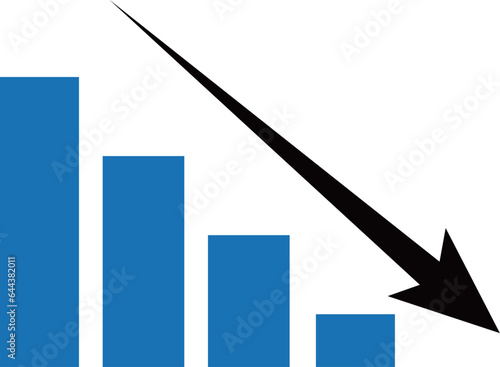 棒グラフ/ダウン/矢印/イラスト/ビジネス/シンプル