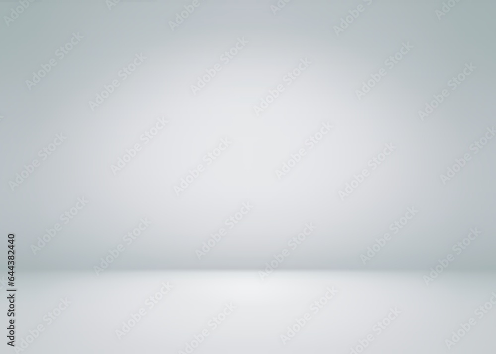 Gray empty room 3d background. Diffused spotlight on wall and floor.