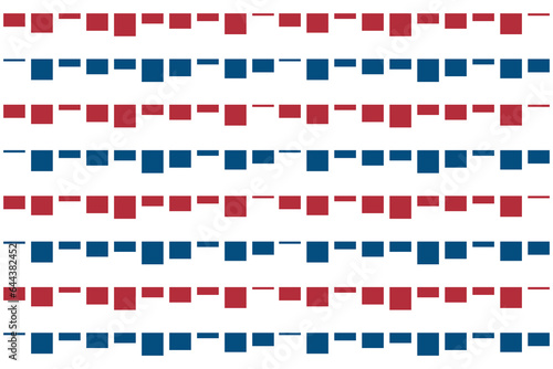 Rectangular tile of pattern. Design random shape blue, red on white background. Design print for illustration, textile, texture, wallpaper, background, presentation. Set 11