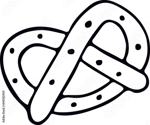 Pretzel in doodle style. Vector illustration isolated on white background