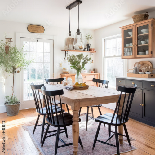  The dining chair in a modern farmhouse kitchen room 