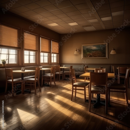 A vacant restaurant dining room ultra 