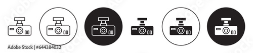 Vehicle dvr camera vector icon set. car dash cam recorder symbol in black color. photo