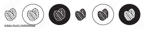 Menthol leaf vector icon set. peppermint leaves symbol. spearmint sign in black color.