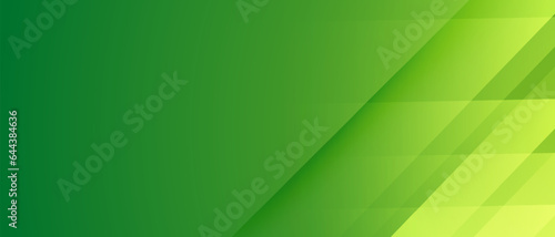 abstract green banner background with diagonal stripes and geometric layer shape. vector illustration	