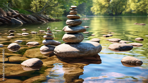 Balance stones in the water of a river