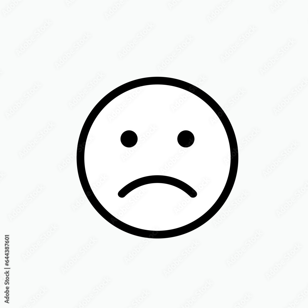 Fototapeta premium Sad Emoticon. Unhappy Emoji Faces Symbol for Info Graphics, Design Elements, Websites, Presentation and Application - Vector. 