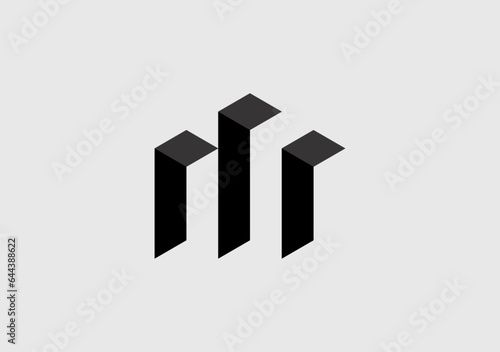graph icon, graph bar artfully transforms into a cube, creating a dynamic M logo that symbolizes growth, data, and innovation