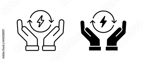 Hand with energy vector icon. Eco energy symbol. Energy saving sign