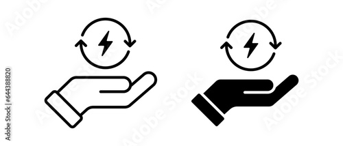 Hand with energy vector icon. Eco energy symbol. Wind power sign