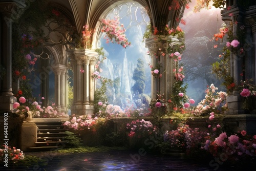 Stunning flowers in a heavenly setting. Generative AI