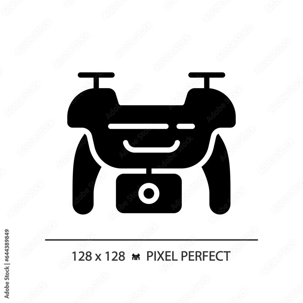 2D pixel perfect glyph style drone icon, isolated vector, thin line illustration representing journalism. 2D pixel perfect glyph style drone icon, isolated vector, thin line illustration representing journalism.