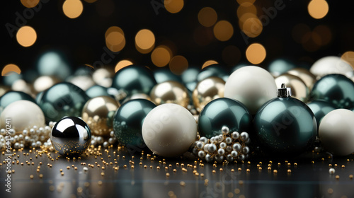 A christmas background made of white and green with black as the primary color