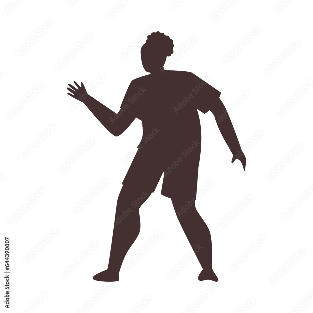 Brown silhouette of woman in waiting position flat style, vector illustration
