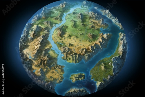 Earth's supercontinent Pangea rotating. Generative AI photo