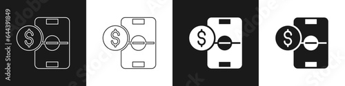 Set Soccer football betting money icon isolated on black and white background. Football bet bookmaker. Soccer betting online make money. Vector