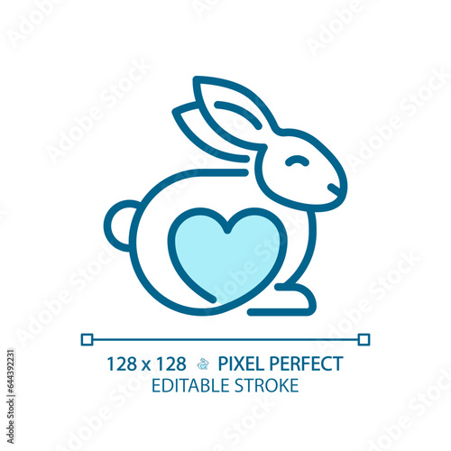 2D pixel perfect editable blue cruelty free icon, isolated vector, thin line illustration representing allergen free.