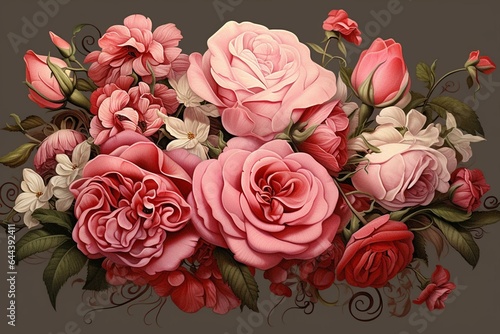 Stunning rose bouquet illustrations. Generative AI