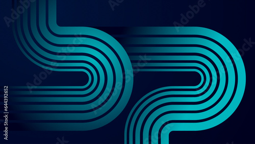 Abstract blue background with curved lines. Blue retro vector illustration for your design.