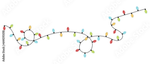 Festive Christmas light colorful garlands PNG. Decor element for postcards, invitations, backgrounds white , business cards. Winter new collection 2024.	

