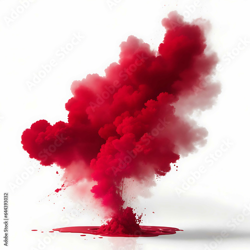 Red smoke in white background