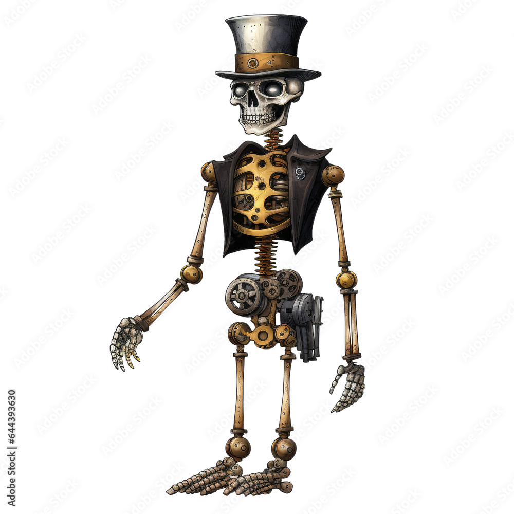 Fototapeta premium Watercolor Halloween Skeleton (AI Generated)