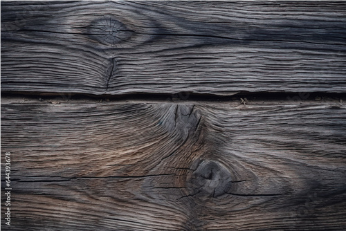 texture of old dark cracked wood with knots