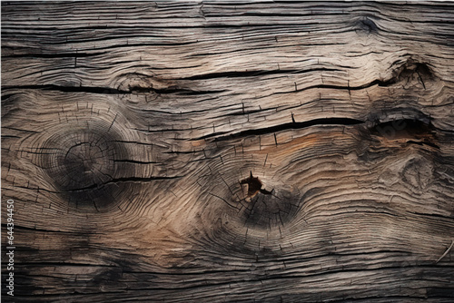 texture of old dark cracked wood with knots