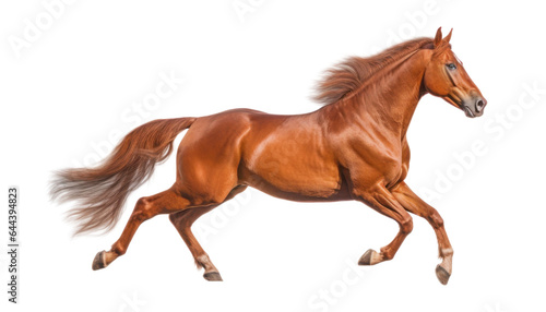 brown horse run isolated on transparent background cutout