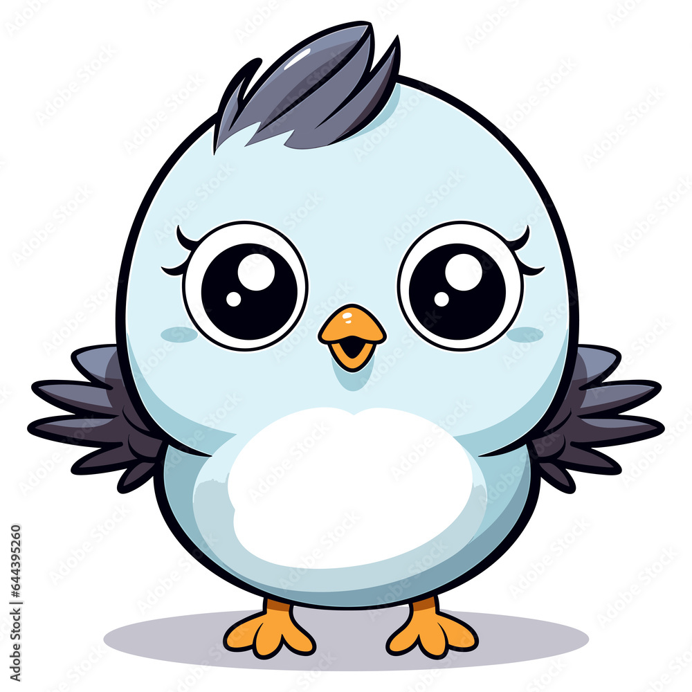 Fototapeta premium Cute blue bird cartoon, generative ai,
