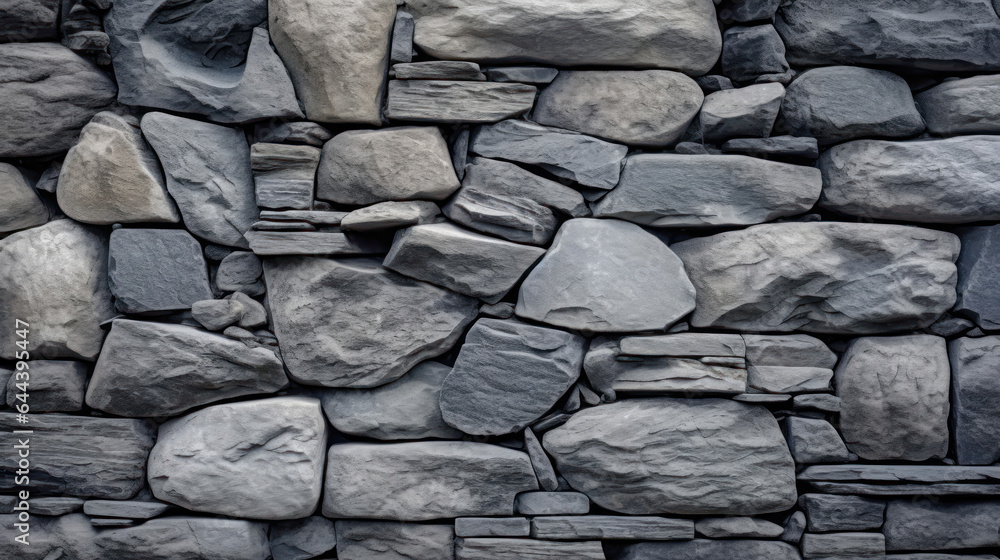 Fototapeta premium pattern gray color of modern style design decorative uneven cracked real stone wall surface with cement