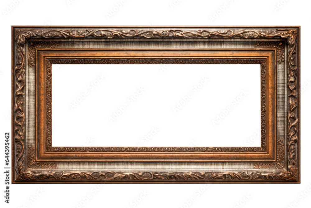 Old picture frame, isolated on transparent background, copy space Old picture frame, isolated on transparent background, copy space