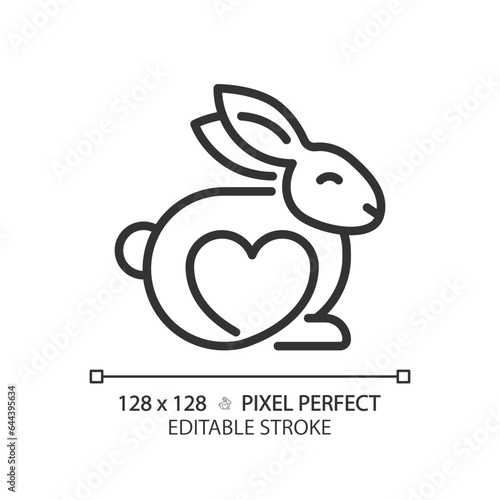2D pixel perfect editable black cruelty free icon, isolated vector, thin line illustration representing allergen free.