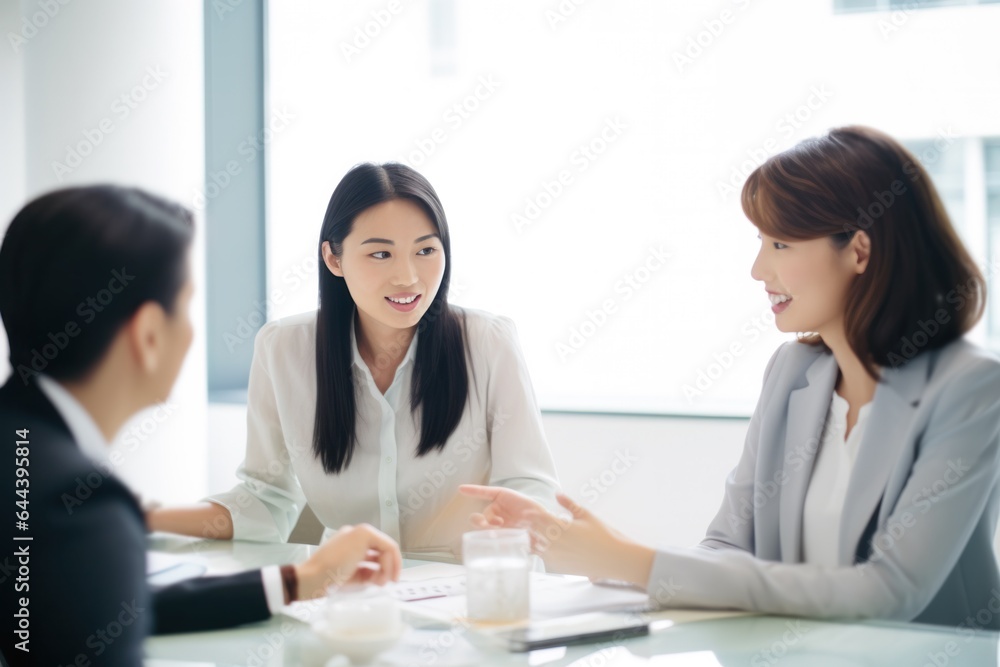 asian office team brainstorming, co-workers collaborating in a modern office asian office team brainstorming, co-workers collaborating in a modern office