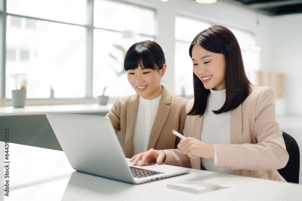 two asian businesspeople working at office two asian businesspeople working at office